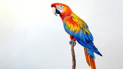 Obraz premium A Vibrant Scarlet Macaw Perched On A Branch