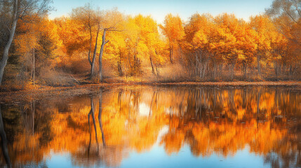 Obraz premium Autumn Reflections Deep Fall Autumn Scenery Lake Mountains Forest