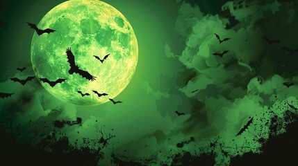 Trend abstract green Halloween background with creep