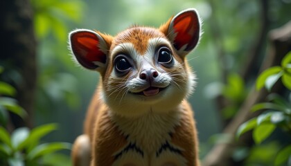 Fototapeta premium Cute kitten with big eyes in forest