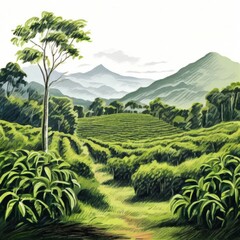 the AI Image Generator, Landscape With Lush Greenery and Rolling Hills