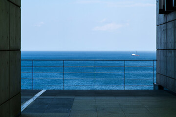 seascape seen through the building balcony