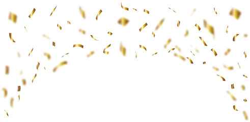 Falling shiny gold confetti. Vector realistic colorful confetti on the transparent background.