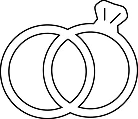 Wedding rings line art icon for wedding timeline event in PNG with transparent background