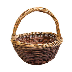 Obraz premium A handcrafted wicker basket isolated on a transparent background for versatile storage and decorative purposes, basket isolated on transparent background