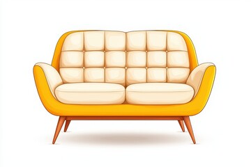 Fototapeta premium Cozy Two-Seater Sofa with Overstuffed Cushions