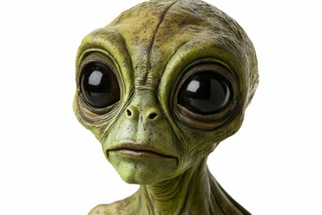 Obraz premium Close-up, green alien sculpture, large eyes.