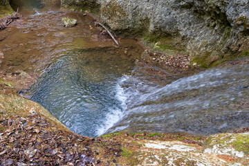 nature park , a walk along the riverbed with an overview of the stone bottom and banks