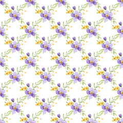 Floral background, seamless watercolor pattern with flowers. Repeat fabric wallpaper print texture. Perfectly for wrapped paper, backdrop.