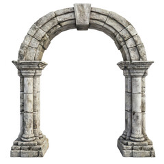 Obraz premium Ancient stone archway with ornate detailing stands out against a pure transparent background, Ancient Stone Archway - transparent background