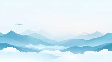 A color gradient background resembling a serene blue and white sky, transitioning smoothly to evoke a tranquil atmosphere. The design is crafted as a high-quality vector banner, with a clean,