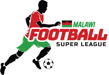 Malawi football league, Soccer ball, Football logo, Footballer Kick the Ball isolated on white background, Vector Illustration
