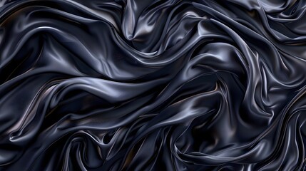 Fototapeta premium Abstract dark blue silk fabric with flowing waves and folds.