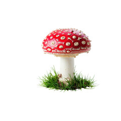 Stunning Red Mushroom in Grass: A captivating close-up of a vibrant toadstool in its natural environment.