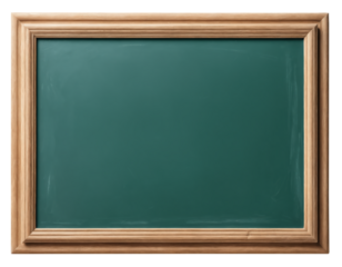Empty chalkboard with wooden frame, isolated on transparent background.
