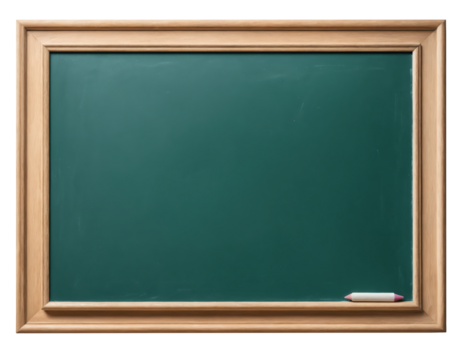 Empty chalkboard with wooden frame, isolated on transparent background. - Powered by Adobe