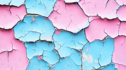 Obraz premium Cracked Vibrant Paint Layers on Wall
