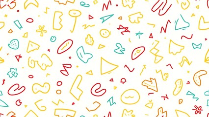 Cheerful Doodle Lines Vibrant Abstract Shapes Background
