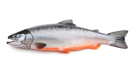Naklejka premium Fresh, whole salmon fish on white background.