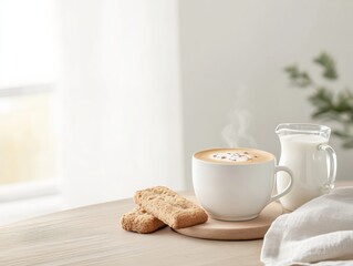 National Espresso Day Morning Rituals Elegant Coffee Setup with Warm Sunlight for Stylish Celebrations