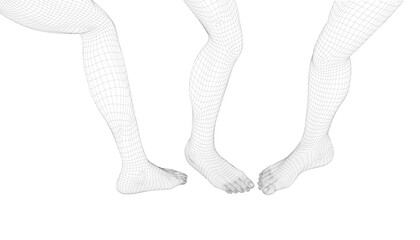 Human body parts. Foot wireframe vector.