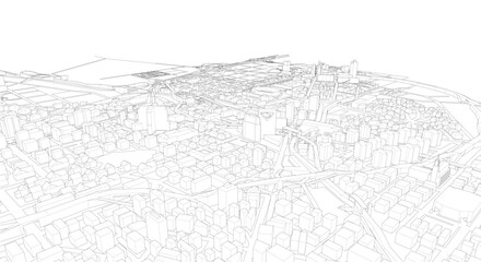 Fototapeta premium 3d wireframe of building. sketch design.Vector 