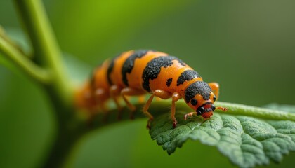 Yellow and black spotted insect on leaf