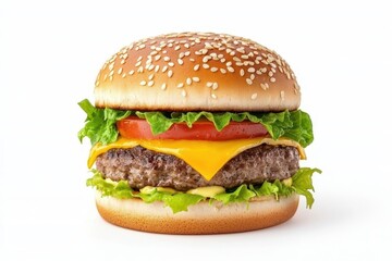 Juicy Classic Cheeseburger with Sesame Seed Bun