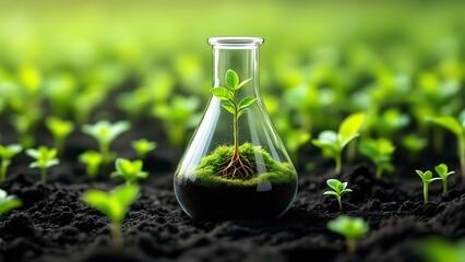 Nanoscale catalysts accelerating biofuel production from plant material, representing advanced renewable energy technology.