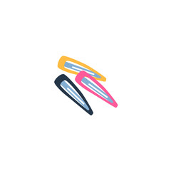 Vector fashion in the style of the 2000s: bright hair clips on a white background