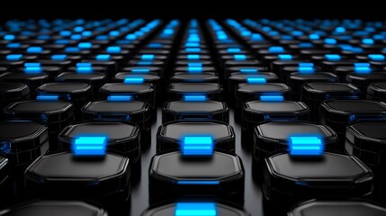 Obraz premium Abstract hexagonal grid with glowing blue lines.