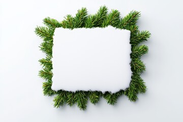 Snow-Covered Pine Tree Branches in Top View
