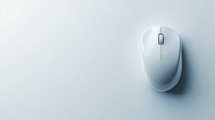 A sleek, minimalist wireless mouse with a matte white finish, a single central scroll wheel, and a seamless design, isolated on a bright white background.