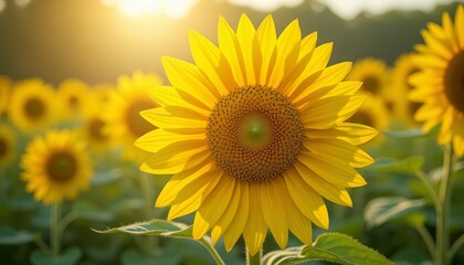 Obraz premium Vibrant yellow sunflower in field