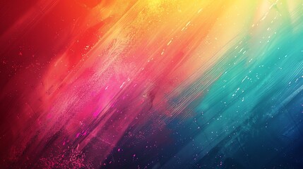 An abstract background with a diagonal gradient of red, orange, and blue colors with white speckles.