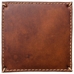 Brown leather patch isolated on a transparent background