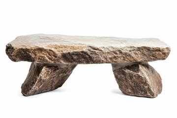 Rough-hewn stone bench; simple, rustic design.