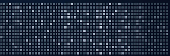 Fototapeta premium Grid of small black and white squares with subtle patterns on a dark blue background, square grid, oceanic theme