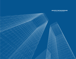 Fototapeta premium 3d wireframe of building. sketch design.Vector