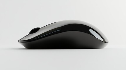 An elegant, minimalist wireless mouse in jet black with a glossy finish, featuring a touch-sensitive surface and no visible buttons, displayed on a white background.
