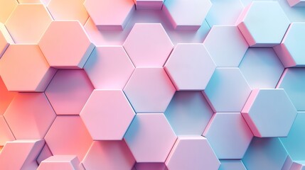 A colorful abstract background of pink and blue hexagons.