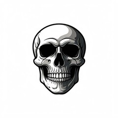 A human skull. Black and white illustration.