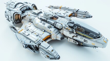 A futuristic spaceship with a sleek design.