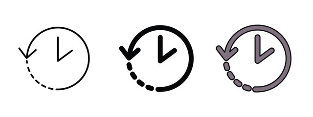 Set of three history icons, editable history icon with clock