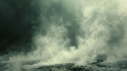 Smoky landscape with a cracked earth surface