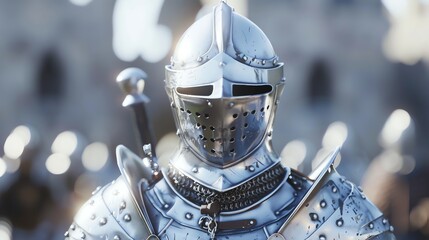 A knight in shining armor stands ready.