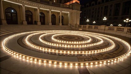 Obraz premium intricately designed glowing long ribbon in a circular pattern, intricate weave, , ornamental art, sparkling thread