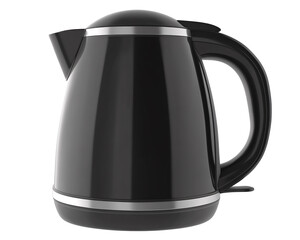 a black tea kettle with silver trim