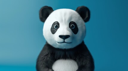 A 3D rendered cute panda bear with big eyes looking at the camera.