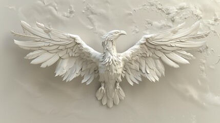 Obraz premium A 3D render of a white eagle with its wings spread wide.